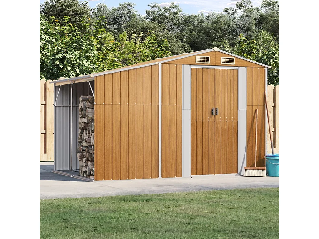 Abri de jardin marron clair 277x192,5x179 cm acier galvanisé