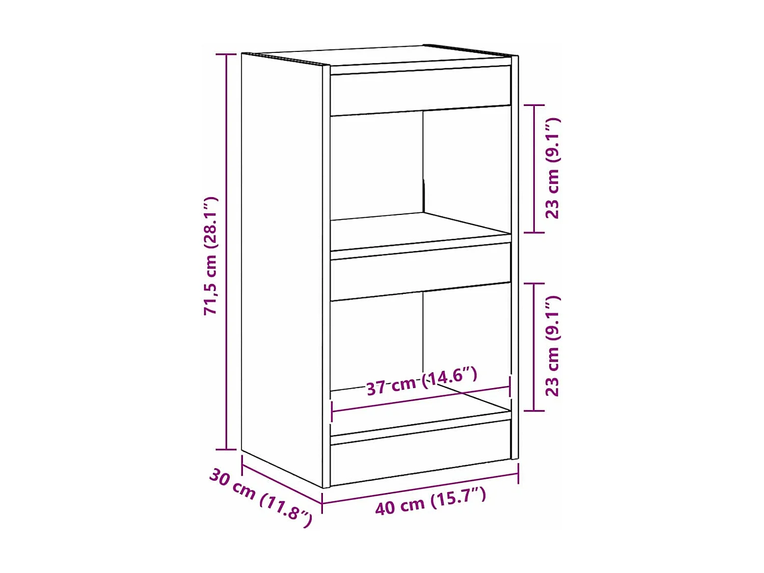 Bibliothèque Chêne noir 40 x 30 x 71,5 cm Bois d'ingénierie