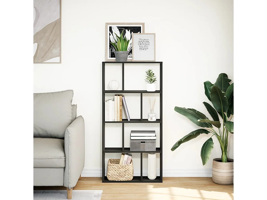 Estantería de madera de ingeniería negra 60x20x120 cm