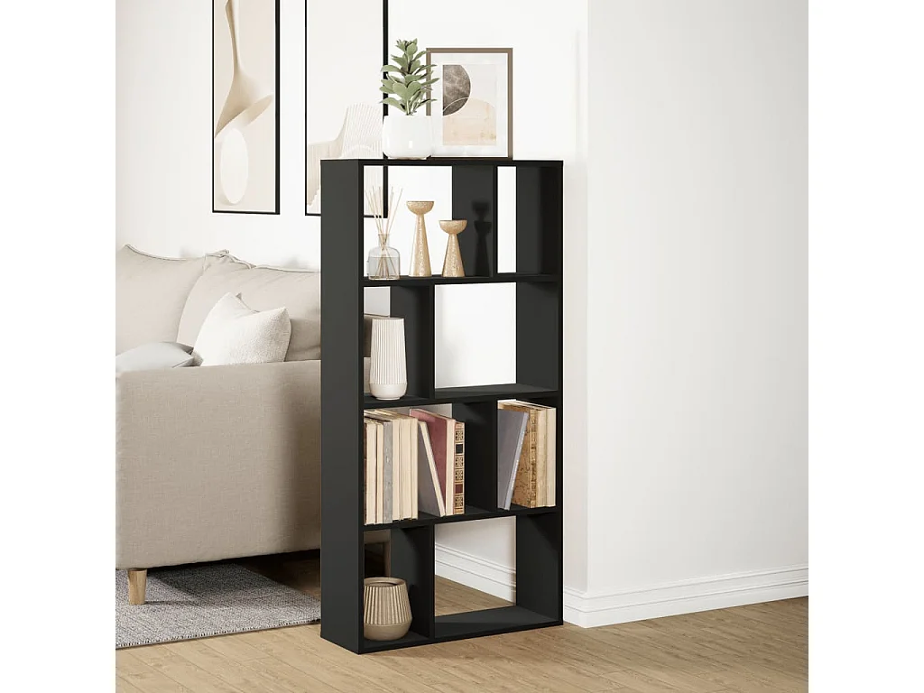 Estantería de madera de ingeniería negra 60x20x120 cm