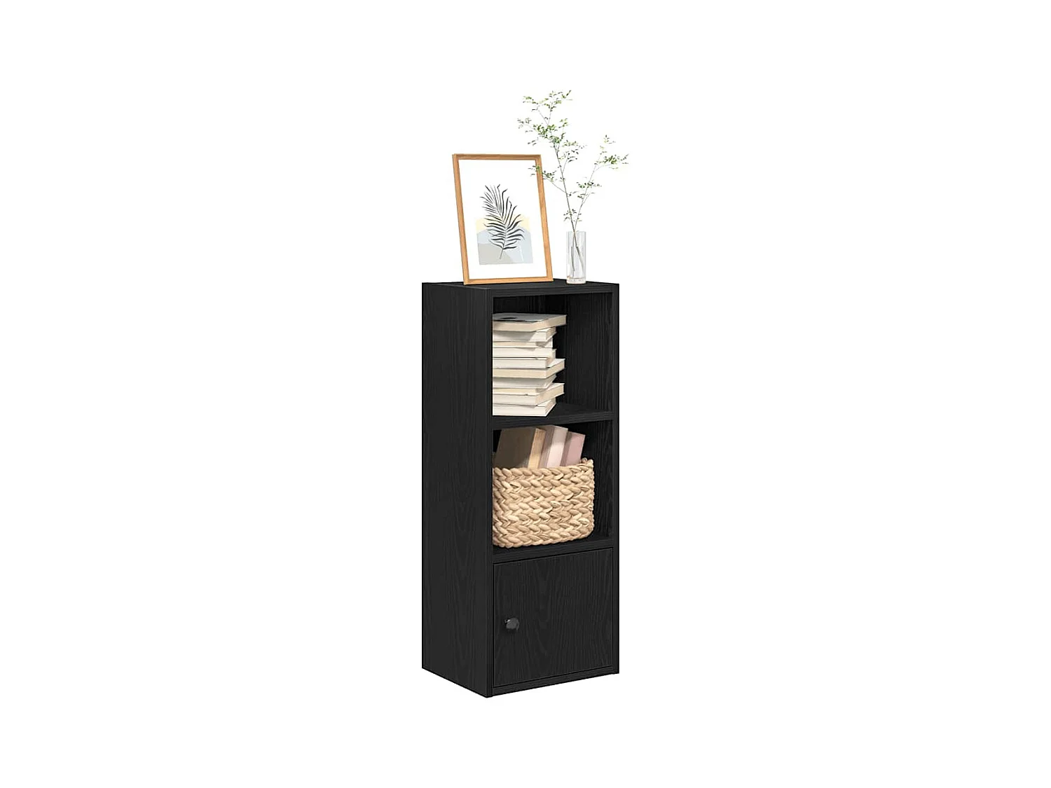 Librería de madera contrachapada roble negro 31x24x77 cm