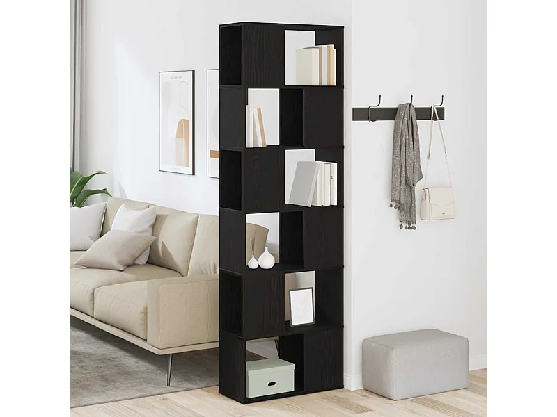 Bibliothèque/Séparateur de pièce chêne noir 60x24x186 cm