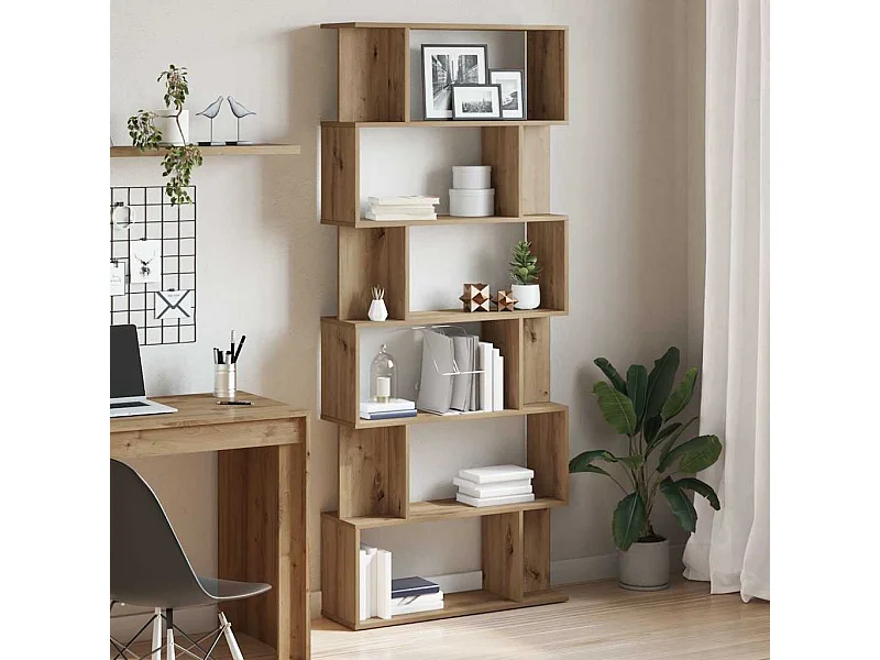 Bibliothèque chêne artisanal 80x24x192 cm bois d'ingénierie