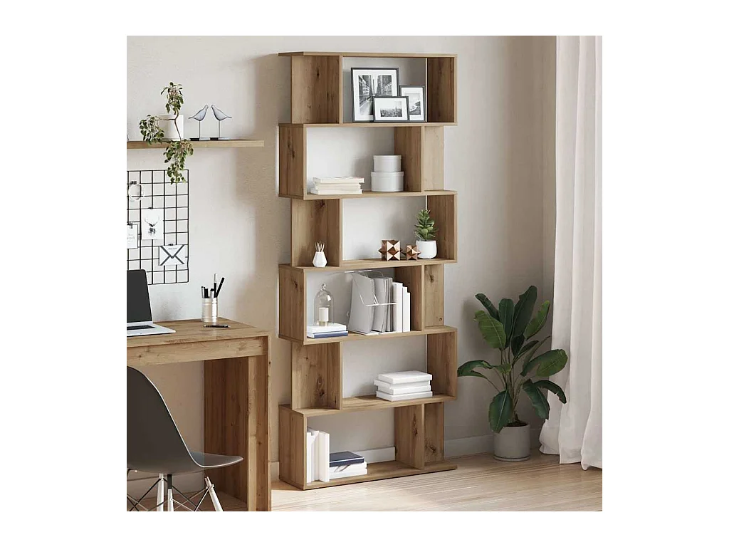 Bibliothèque chêne artisanal 80x24x192 cm bois d'ingénierie