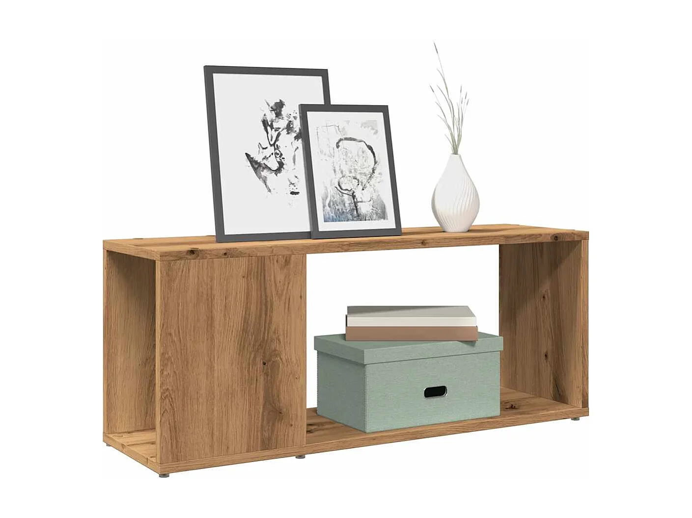 Bibliothèque chêne artisanal 80x24x32 cm bois d'ingénierie