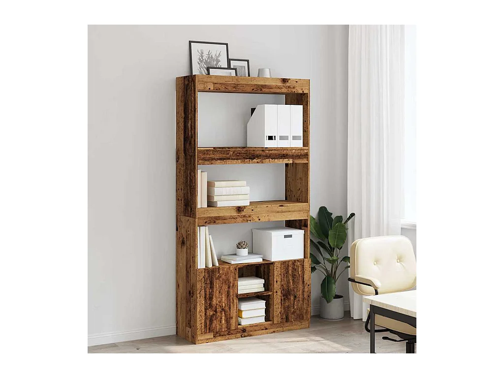 Bibliothèque vieux bois 92x33x180 cm bois d'ingénierie