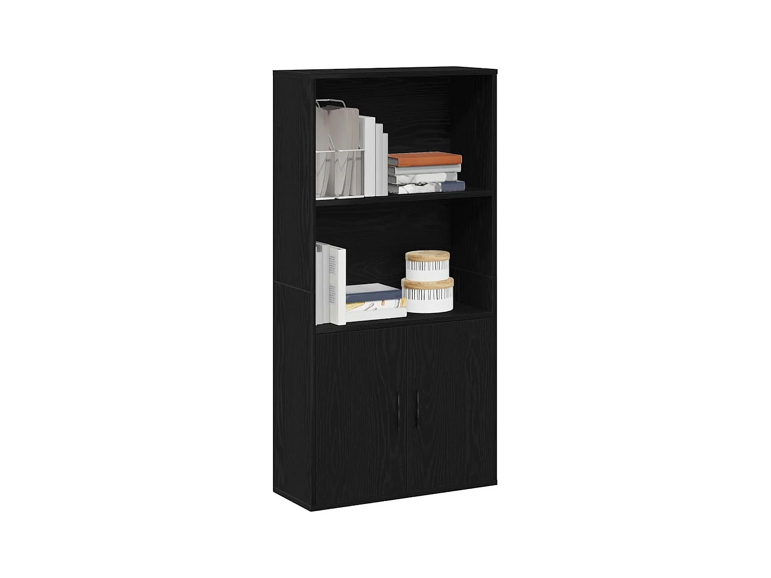 Estantería de madera de ingeniería roble negro 60x24x120 cm