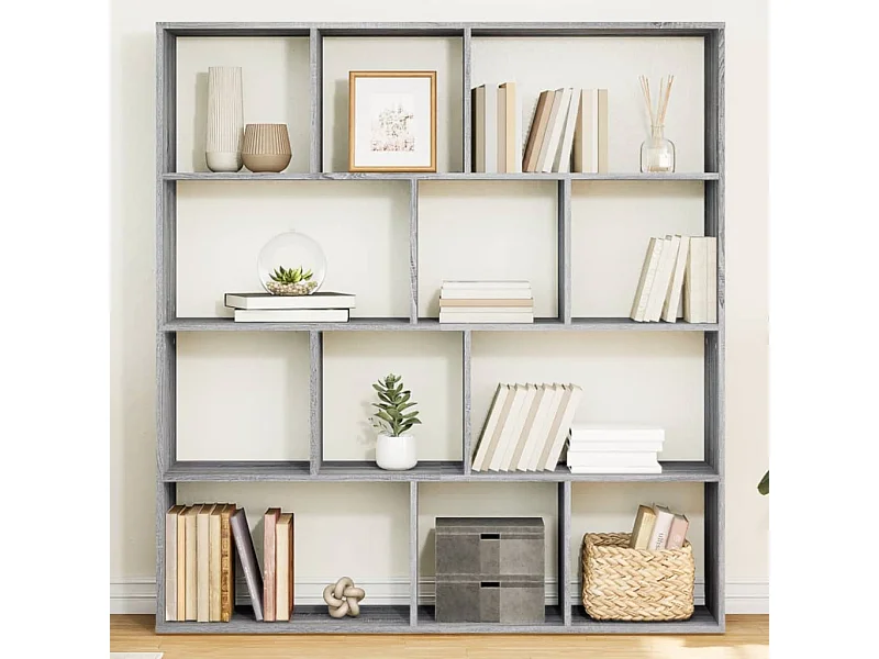 Bibliothèque sonoma gris 132x29x141,5 cm bois d'ingénierie