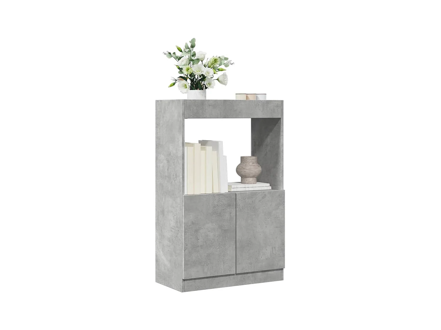 Aparador de madera de ingeniería gris hormigón 63x33x100 cm