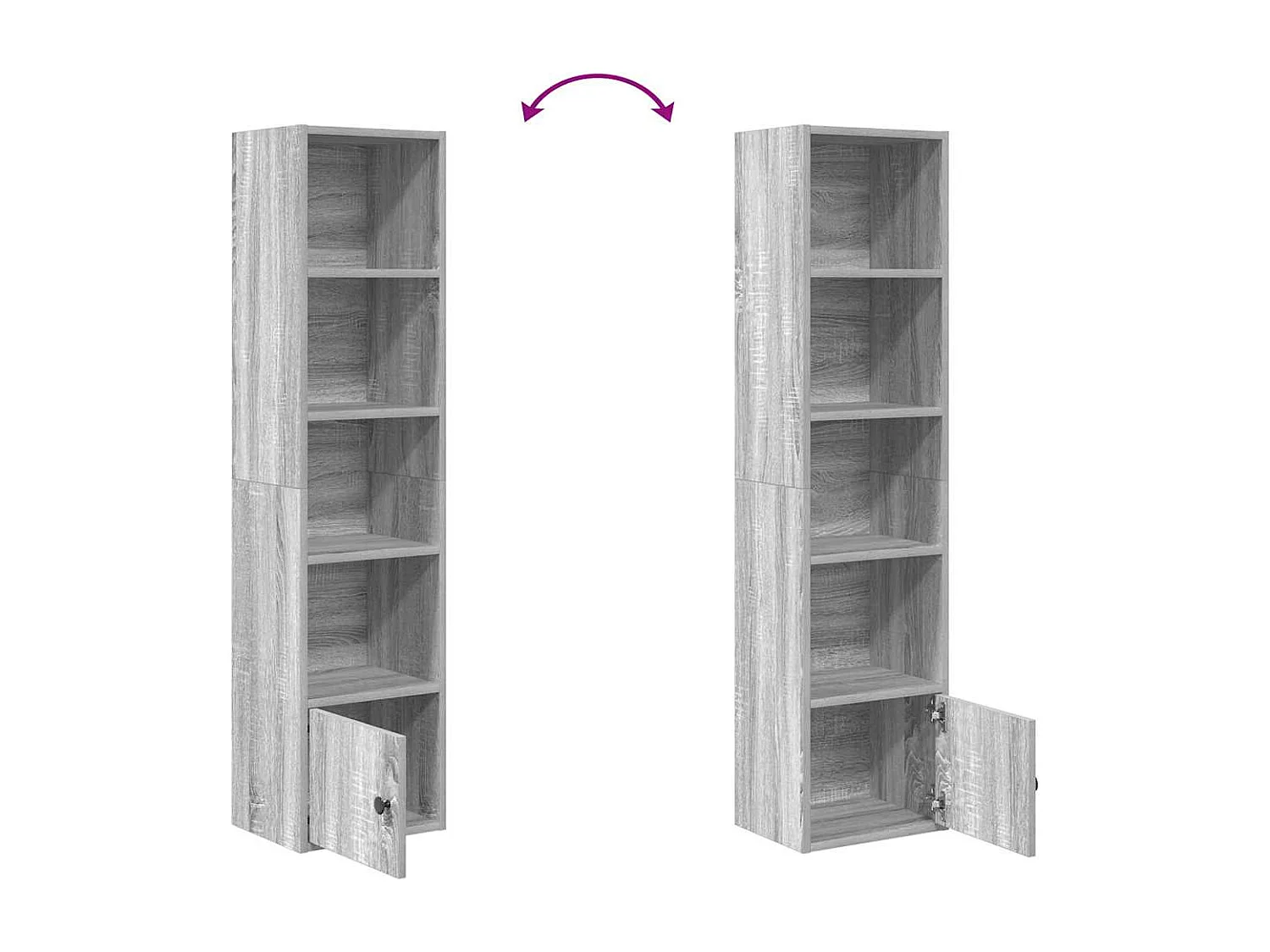 Bibliothèque sonoma gris 31x24x127 cm bois d'ingénierie