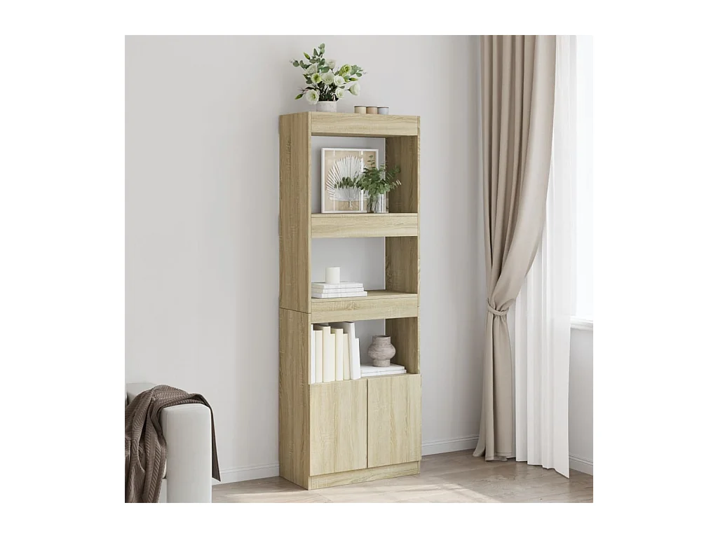 Aparador alto madera de ingeniería roble Sonoma 63x33x180 cm
