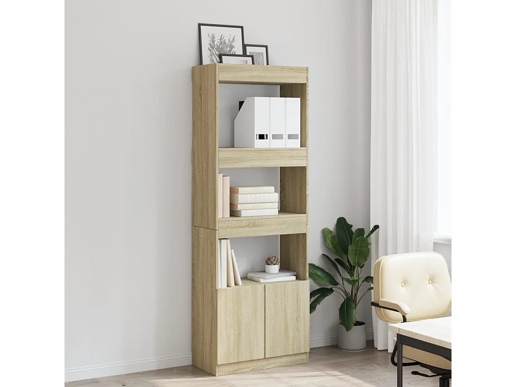 Aparador alto madera de ingeniería roble Sonoma 63x33x180 cm