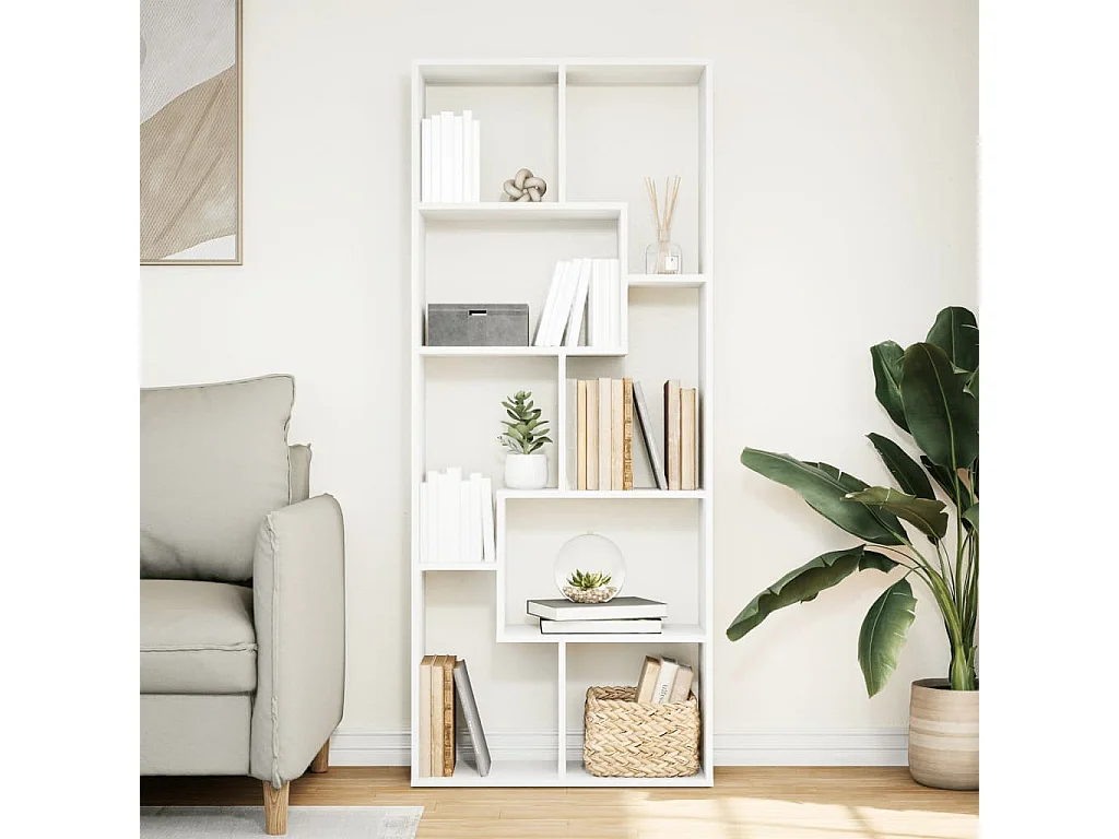 Librería divisora madera ingeniería blanca 67x25x161,5 cm