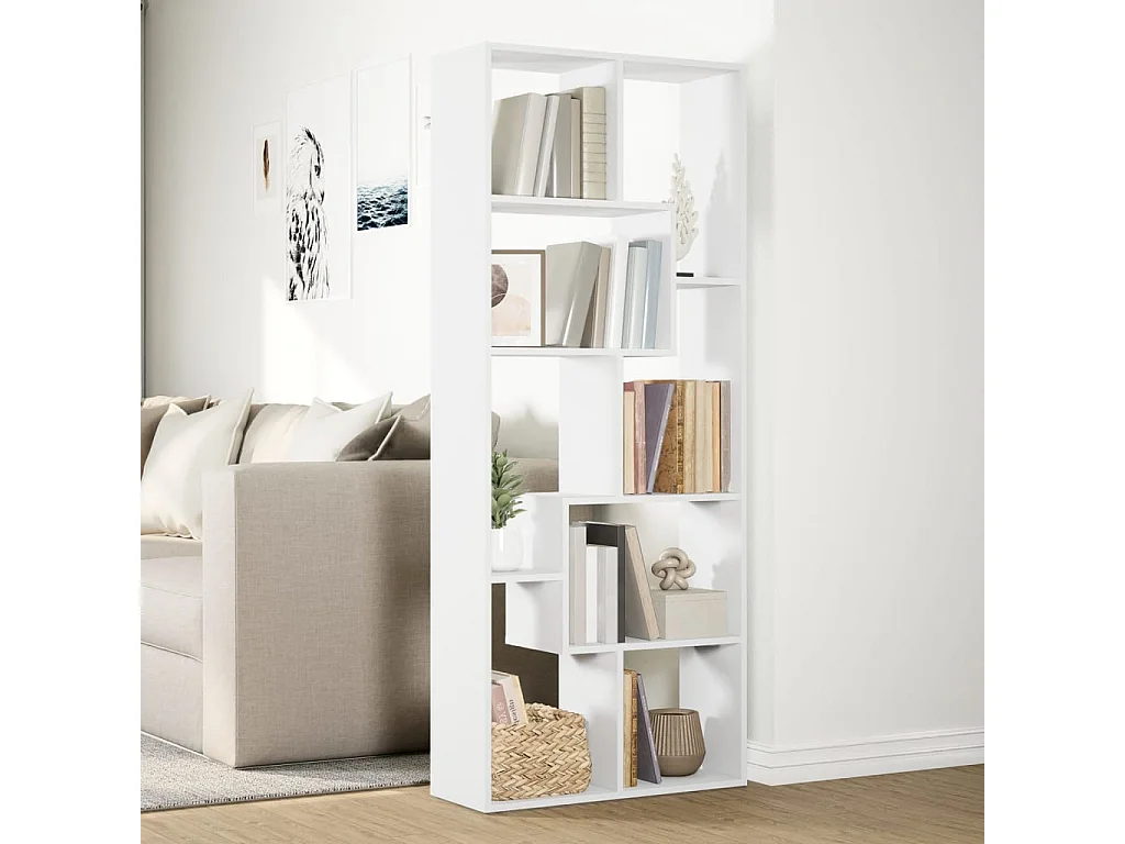 Bibliothèque séparatrice de pièce blanc 67x25x161,5 cm