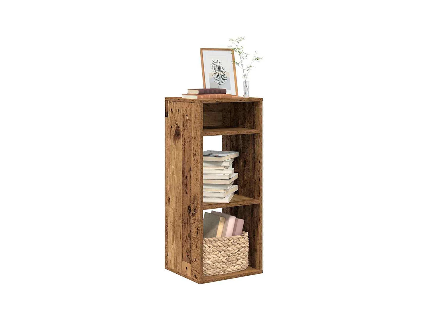 Boekenkast 34x31x80 cm bewerkt hout oud houtkleurig