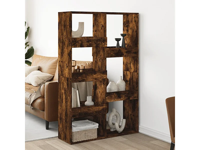 Bibliothèque / Cloison de séparation chêne fumé 100x33x155,5cm bois ingénierie