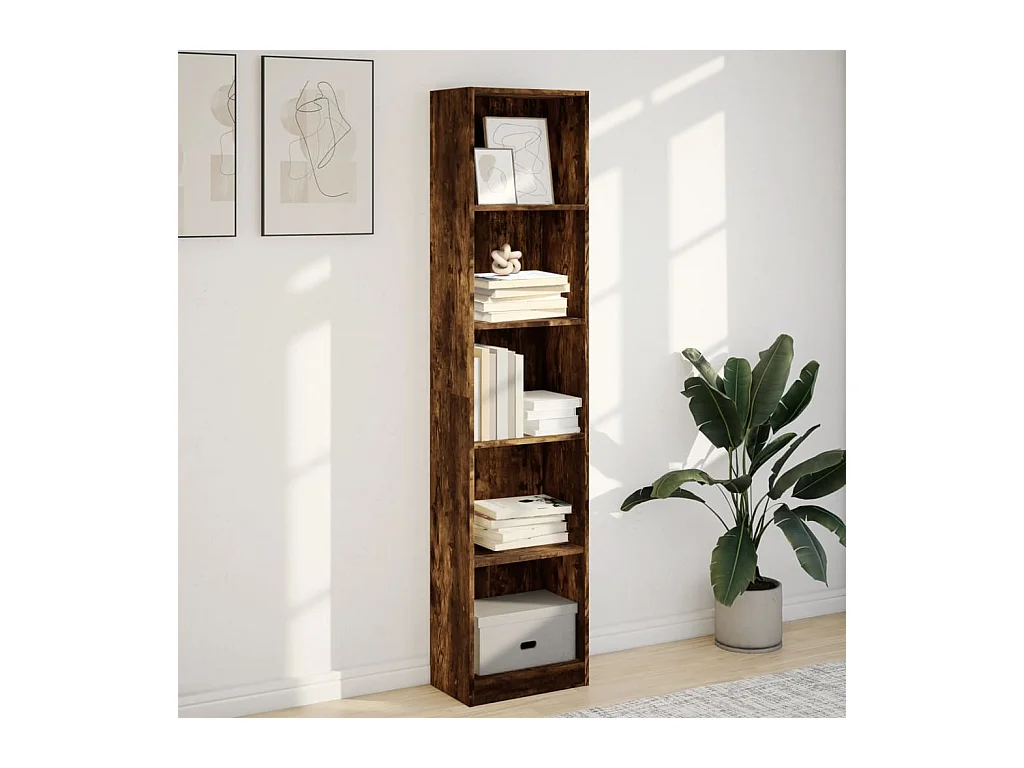 Bibliothèque chêne fumé 40x24x176 cm bois d'ingénierie