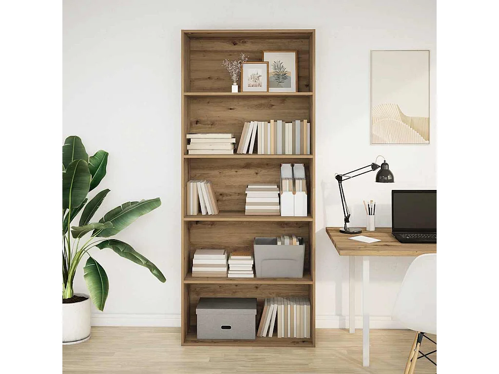 Bibliothèque chêne artisanal 80x30x189 cm bois d'ingénierie