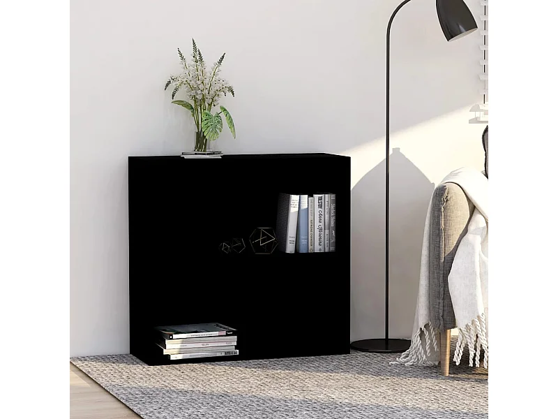 Bibliothèque noir 80x30x76,5 cm bois d'ingénierie