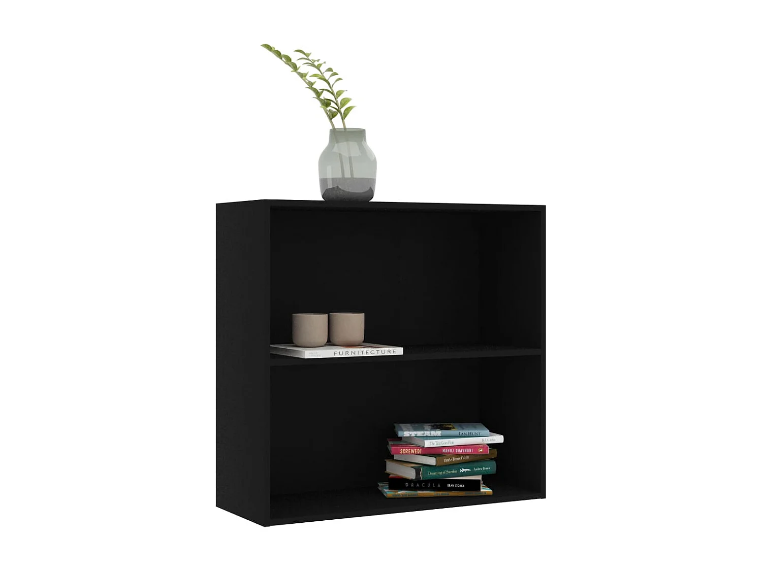 Bibliothèque noir 80x30x76,5 cm bois d'ingénierie