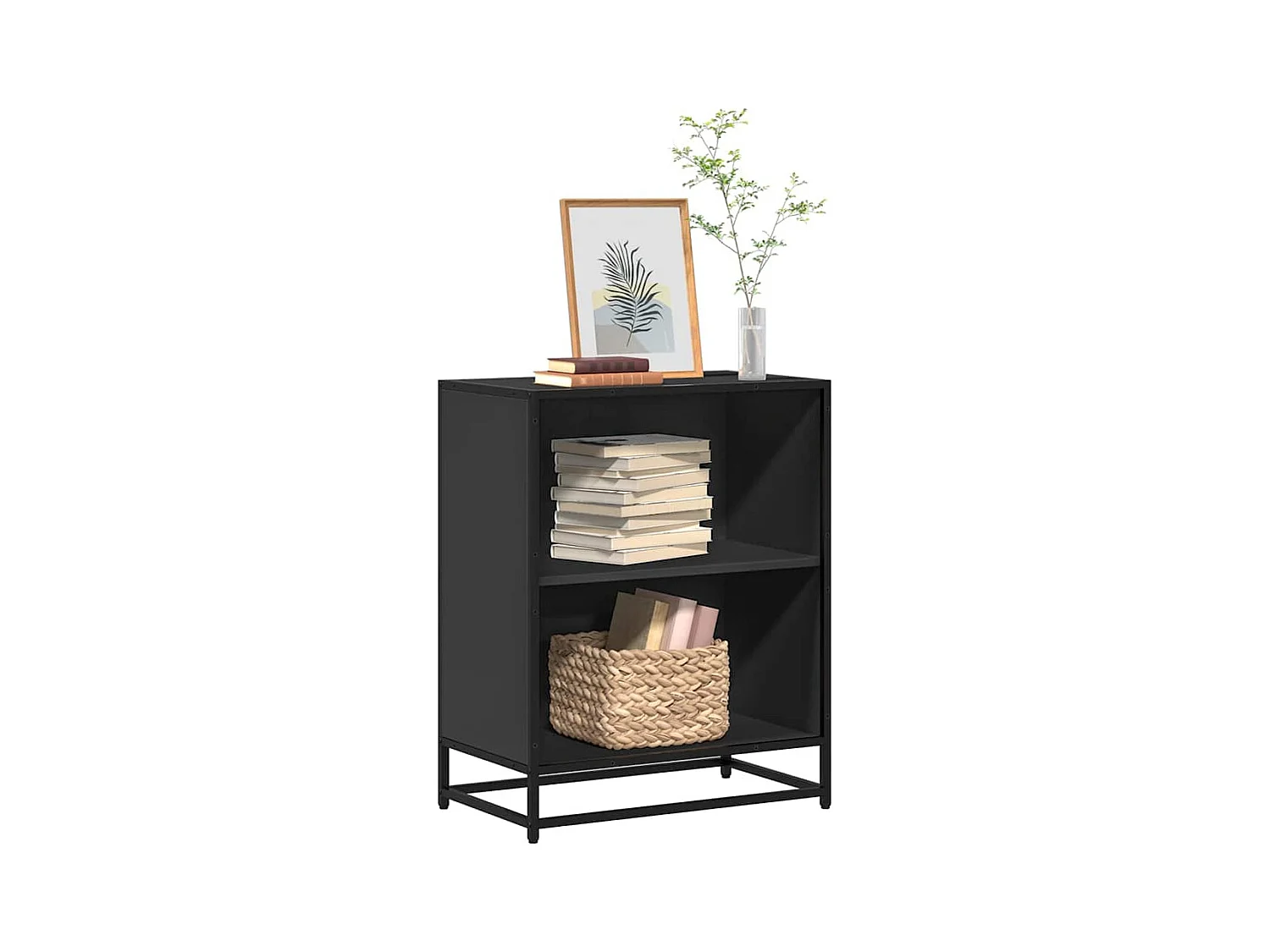 Bibliothèque noir 60x35x76 cm bois d'ingénierie