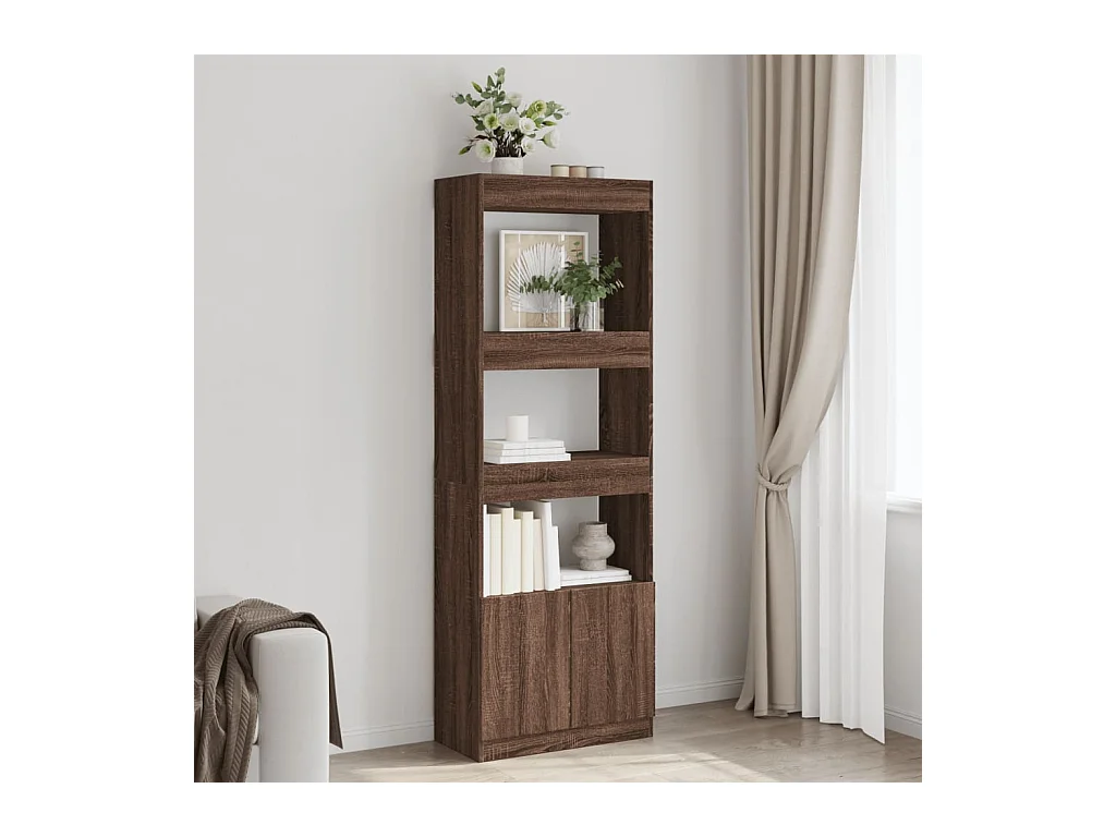 Aparador alto madera de ingeniería roble marrón 63x33x180 cm