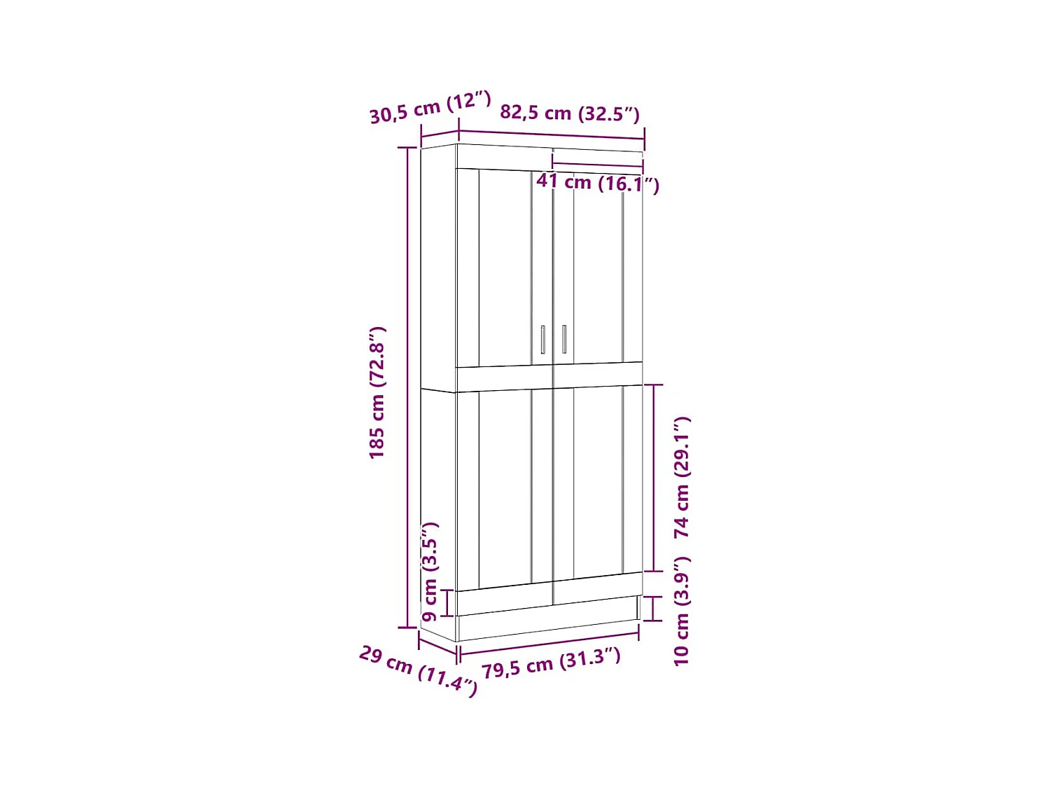 Bibliothèque Chêne noir 82.5 x 30.5 x 185 cm Bois d'ingénierie