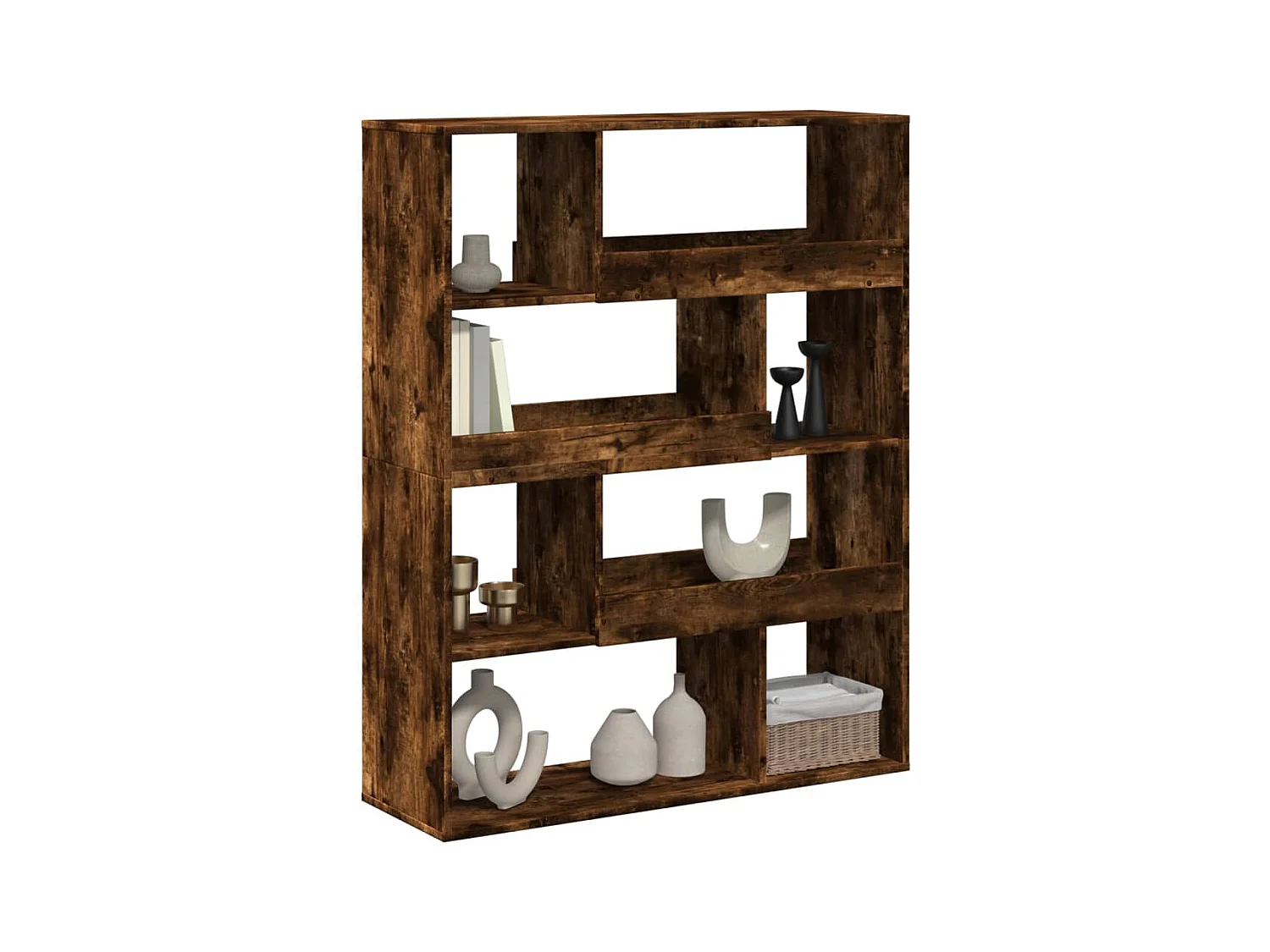 Bibliothèque / Cloison de séparation chêne fumé bois d'ingénierie