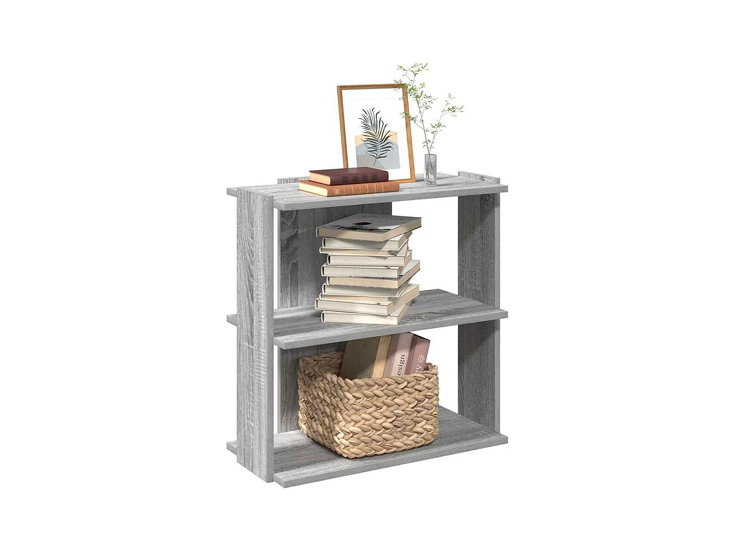 Librería 3 estantes madera ingeniería gris Sonoma 60x30x60 cm