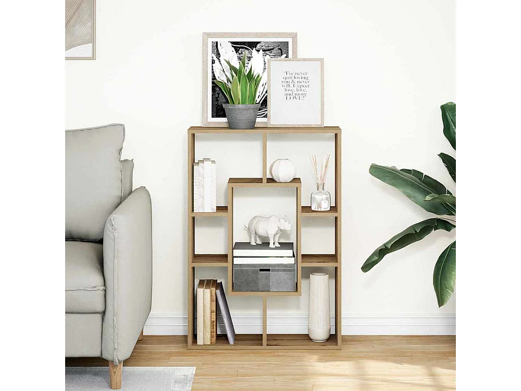 Bibliothèque chêne artisanal 63x20x90 cm bois d'ingénierie