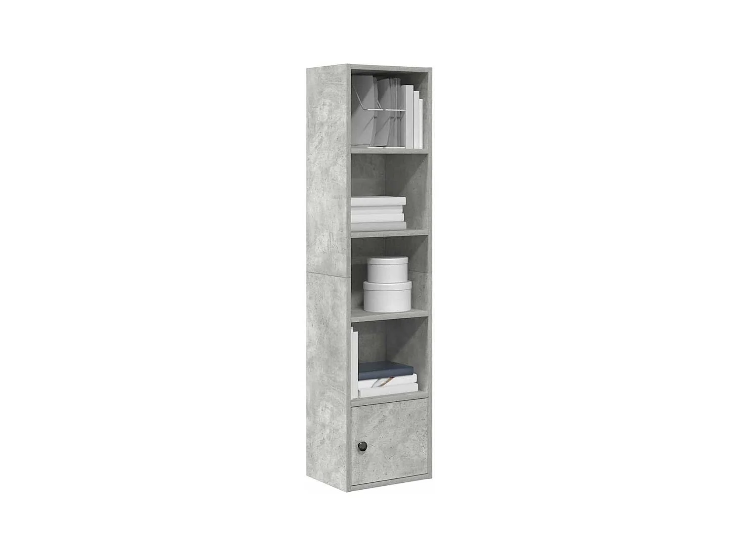 Estantería de madera de ingeniería gris hormigón 31x24x127 cm