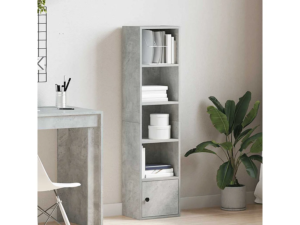 Bibliothèque gris béton 31x24x127 cm bois d'ingénierie