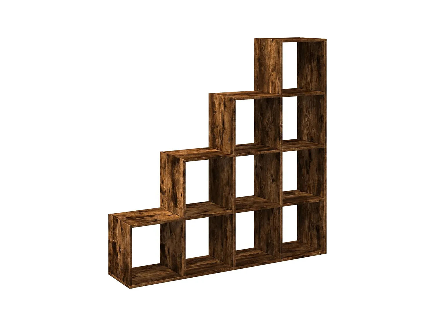 Bibliothèque séparatrice de pièce 4 niveaux chêne fumé