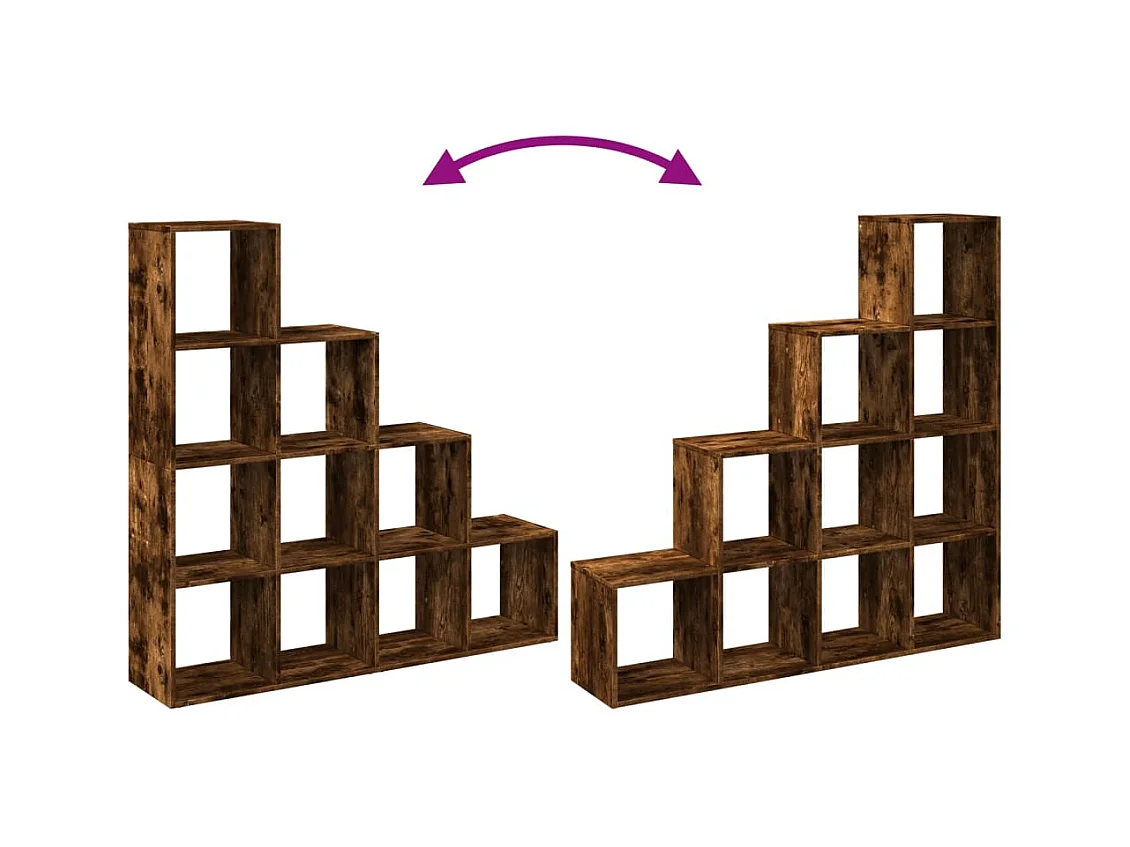 Bibliothèque séparatrice de pièce 4 niveaux chêne fumé