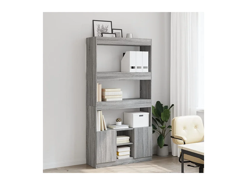 Bibliothèque sonoma gris 92x33x180 cm bois d'ingénierie