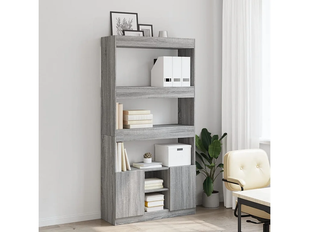 Bibliothèque sonoma gris 92x33x180 cm bois d'ingénierie
