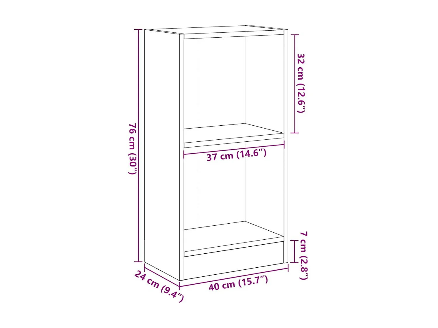 Bibliothèque chêne noir 40x24x76 cm bois d'ingénierie