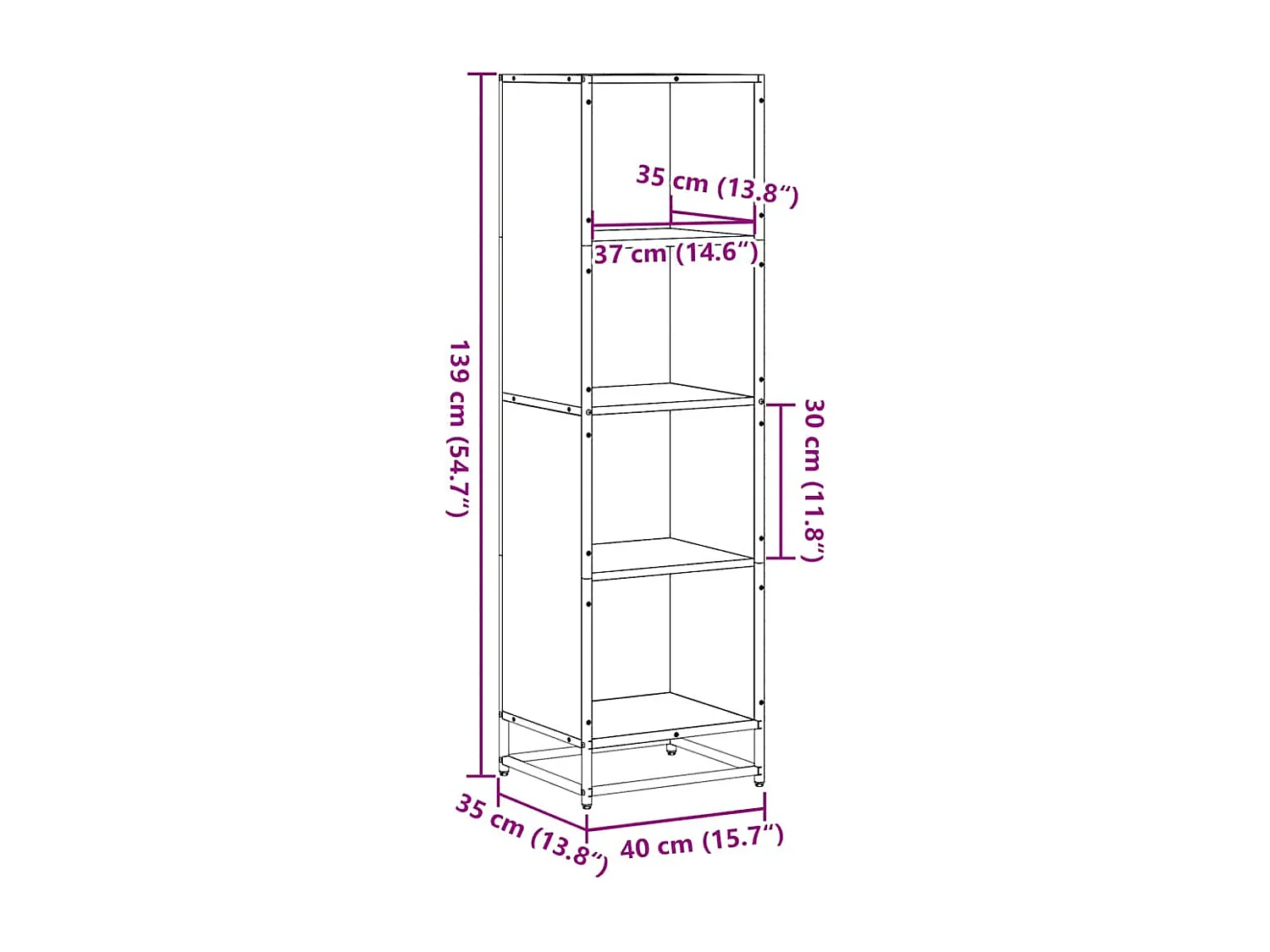 Bibliothèque chêne marron 40x35x139 cm bois d'ingénierie