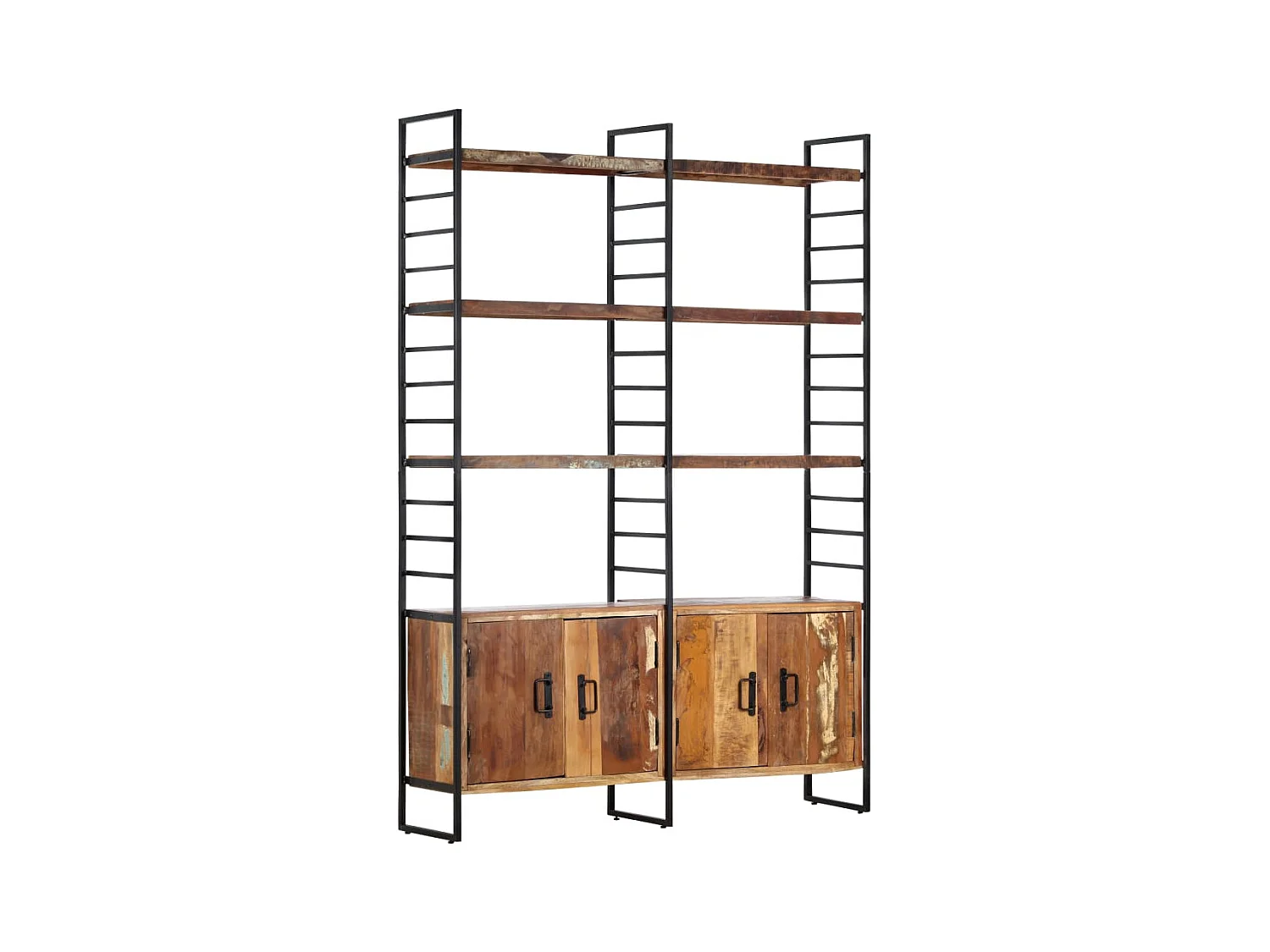 Bibliothèque 4 niveaux 124x30x180cm Bois solide de récupération