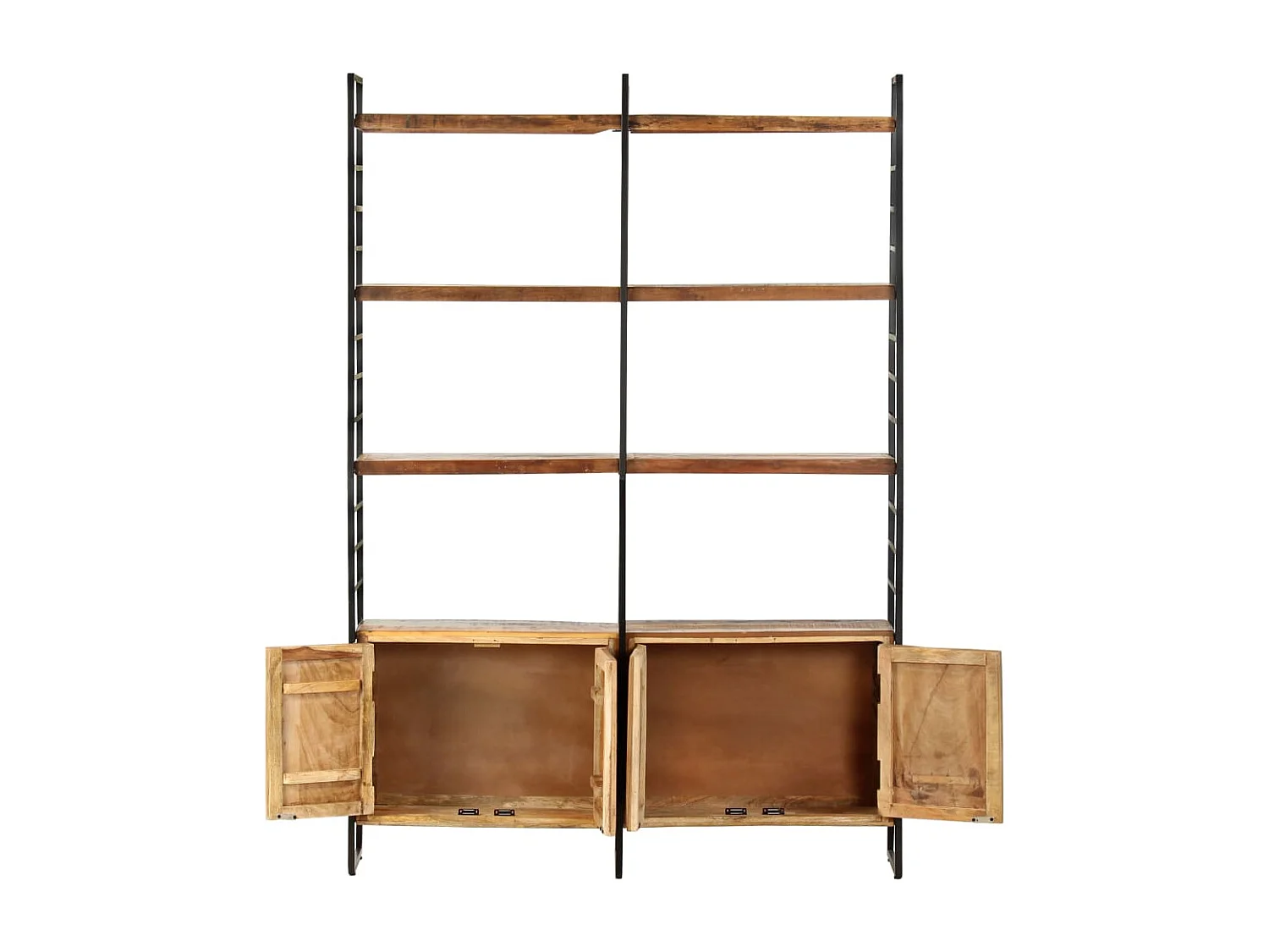 Bibliothèque 4 niveaux 124x30x180cm Bois solide de récupération