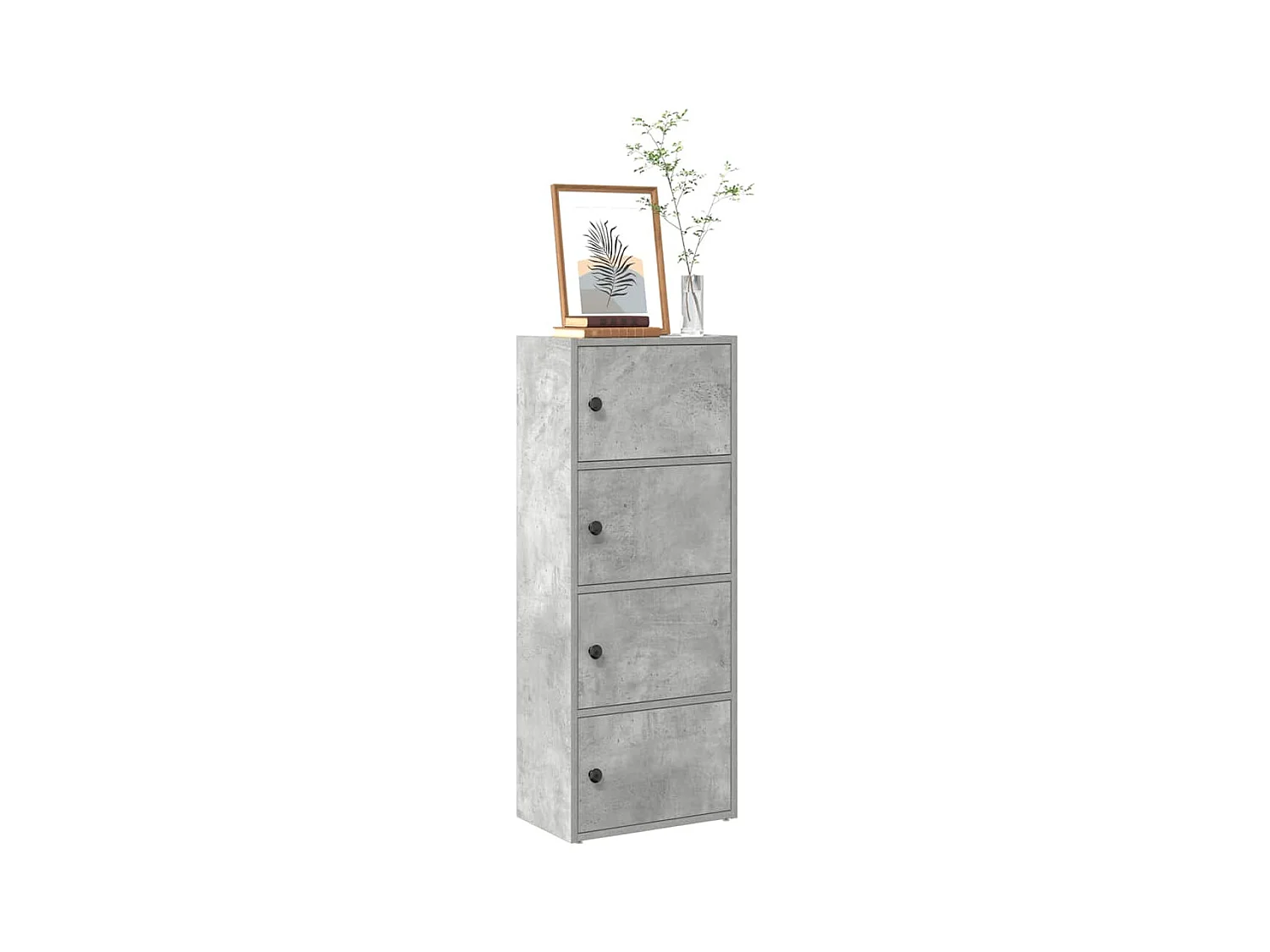 Estantería de madera de ingeniería gris hormigón 40x24x102 cm
