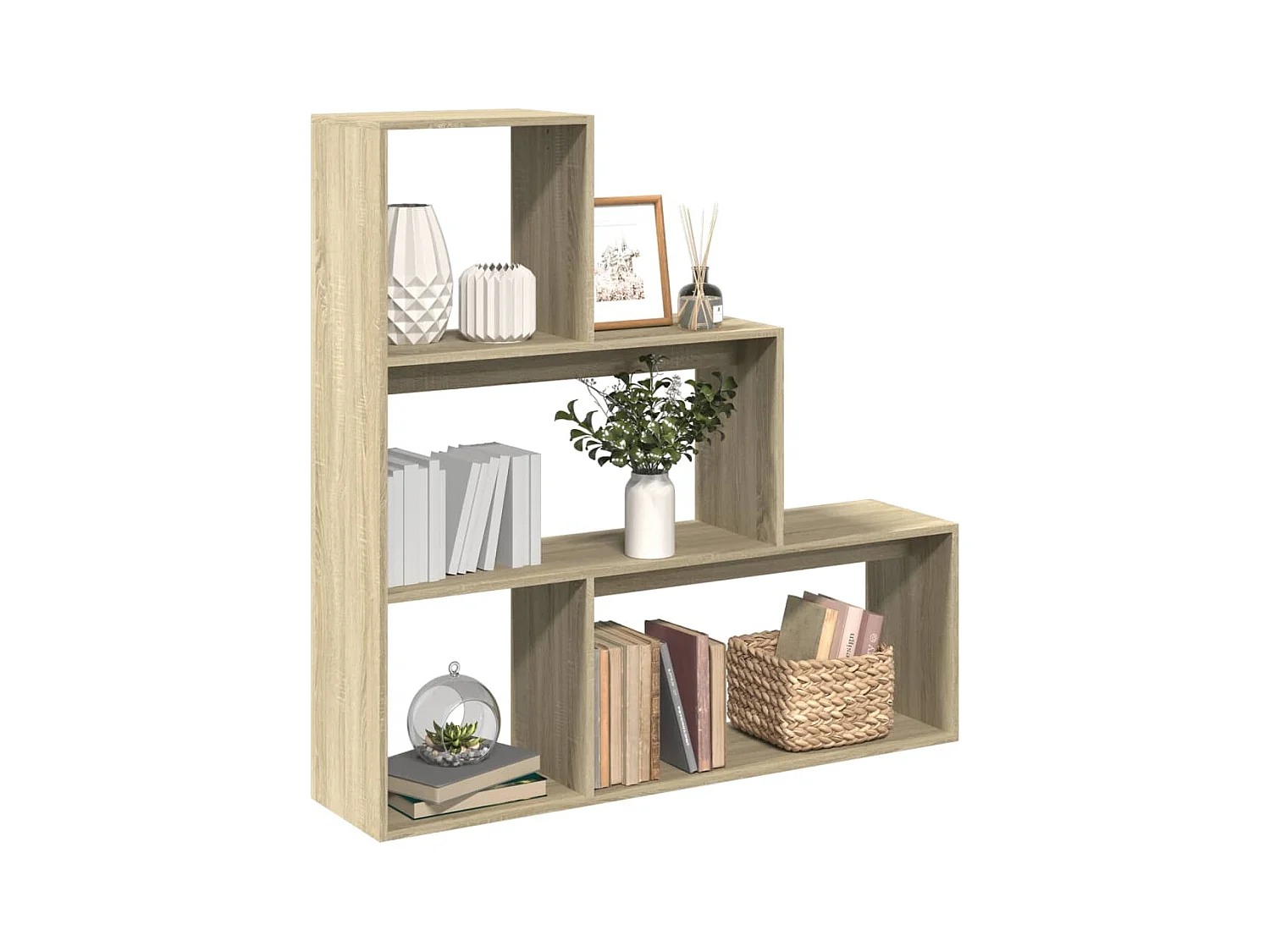 Bibliothèque séparatrice de pièce 3 niveaux chêne sonoma