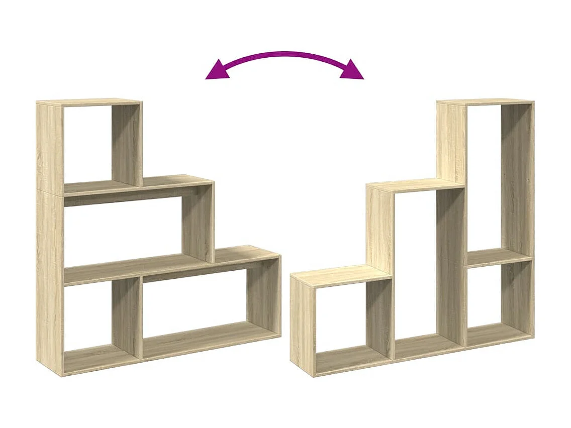 Bibliothèque séparatrice de pièce 3 niveaux chêne sonoma