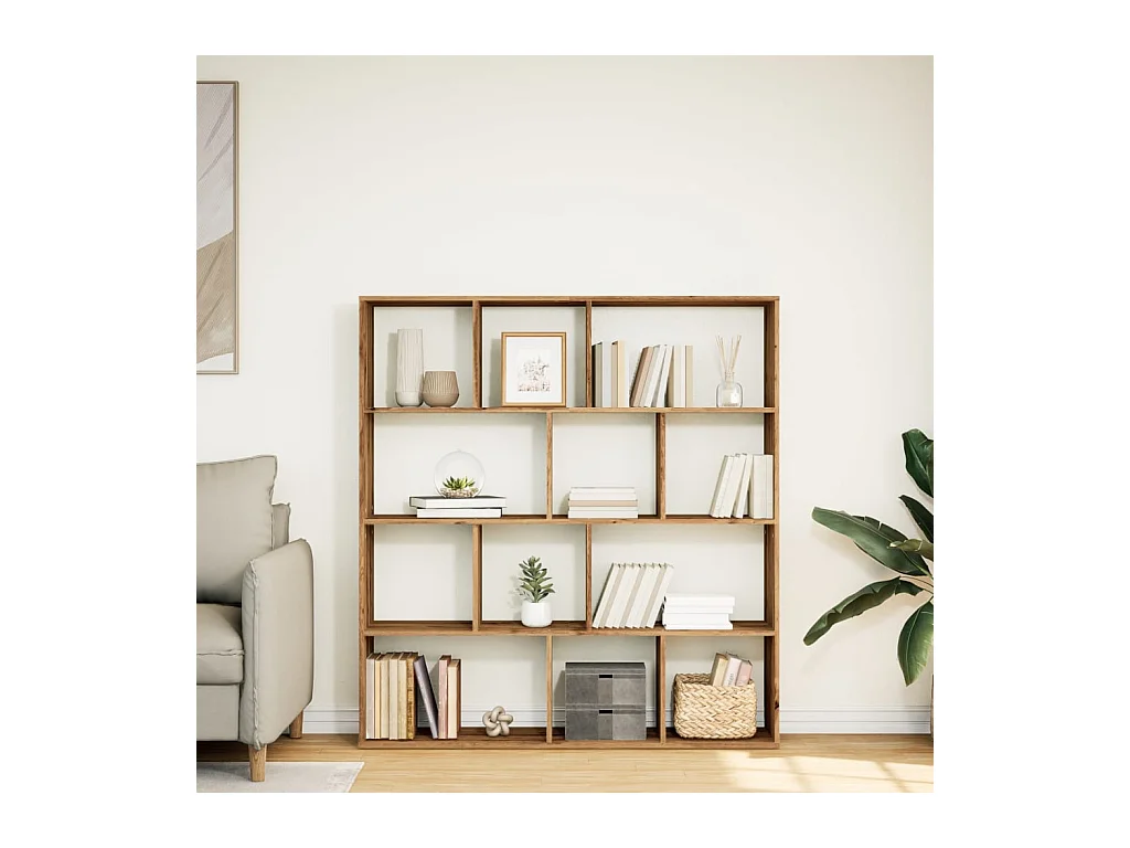 Bibliothèque chêne artisanal 132x29x141,5 cm bois d'ingénierie