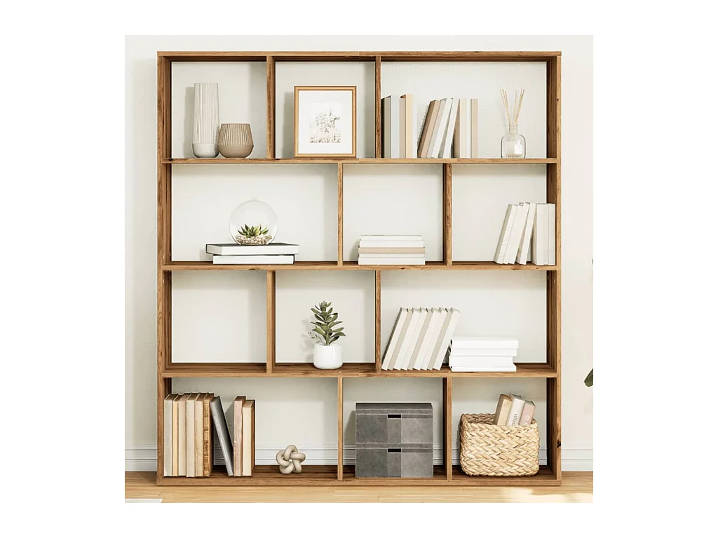 Bibliothèque chêne artisanal 132x29x141,5 cm bois d'ingénierie