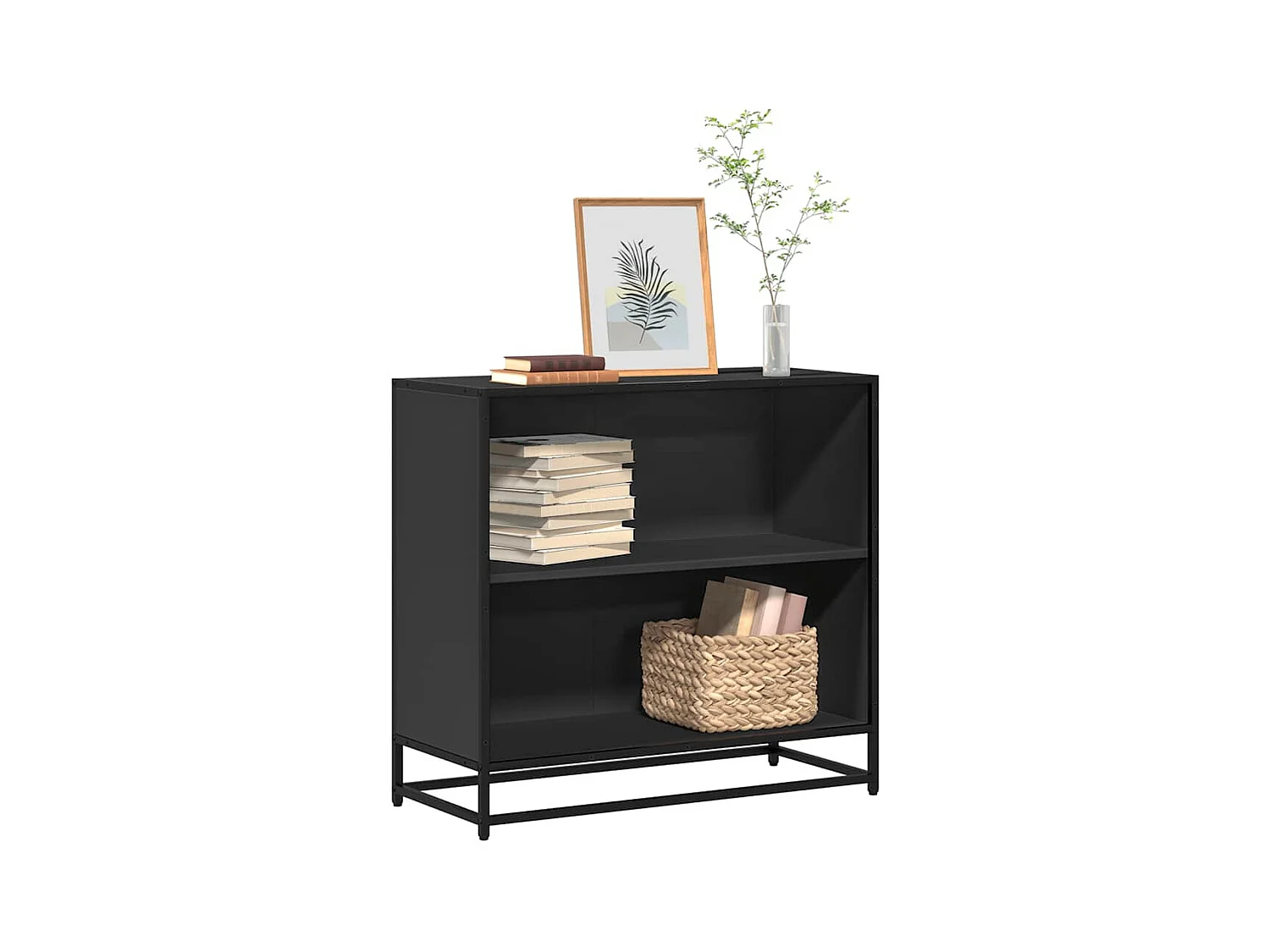 Estantería madera ingeniería negra 80,5x35x76 cm