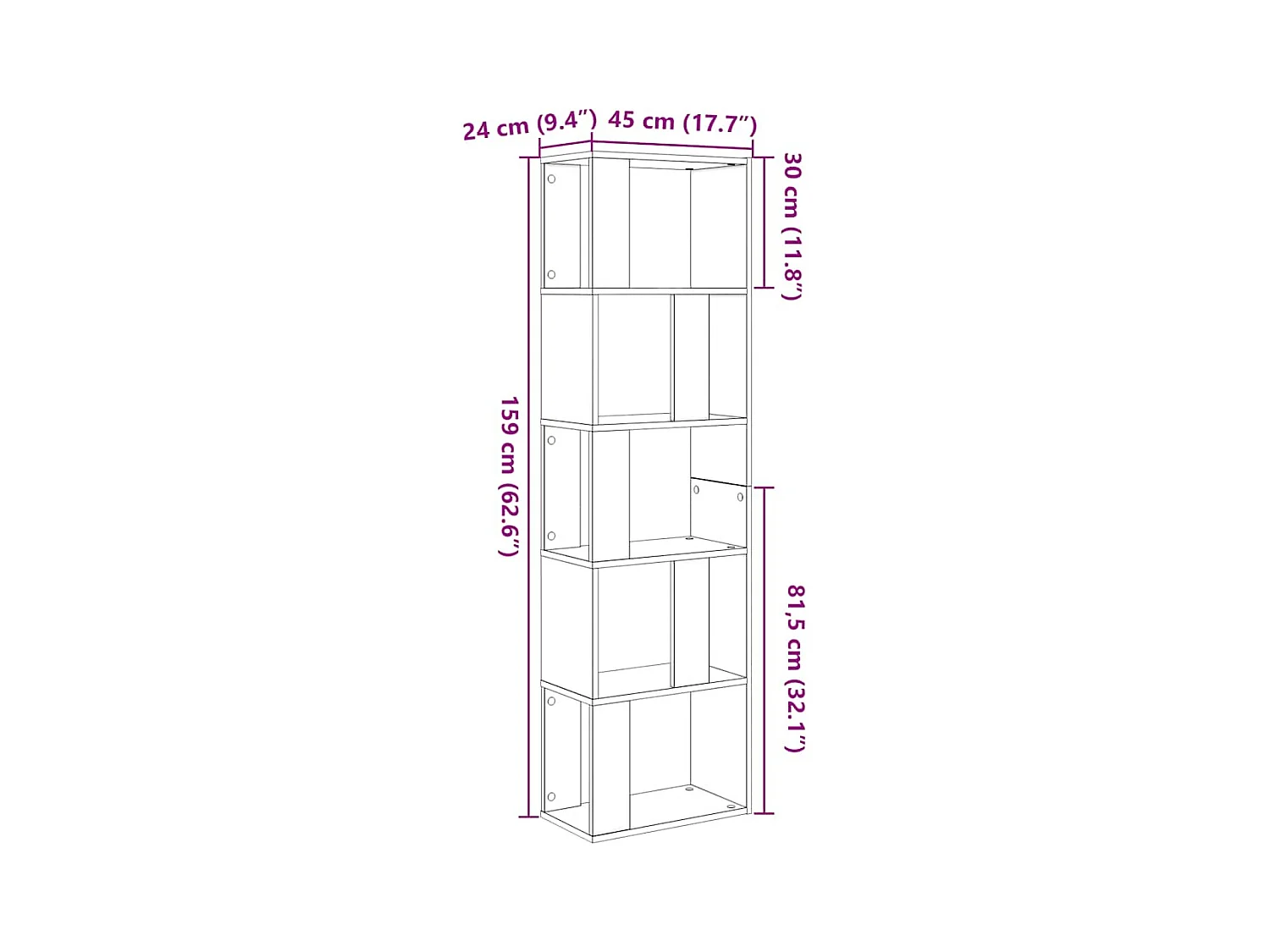 Bibliothèque/Séparateur de pièce chêne noir 45x24x159 cm