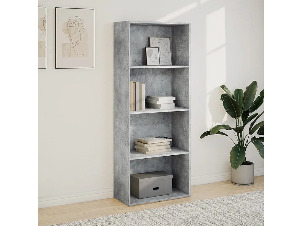 Bibliothèque gris béton 60x30x152 cm bois d'ingénierie