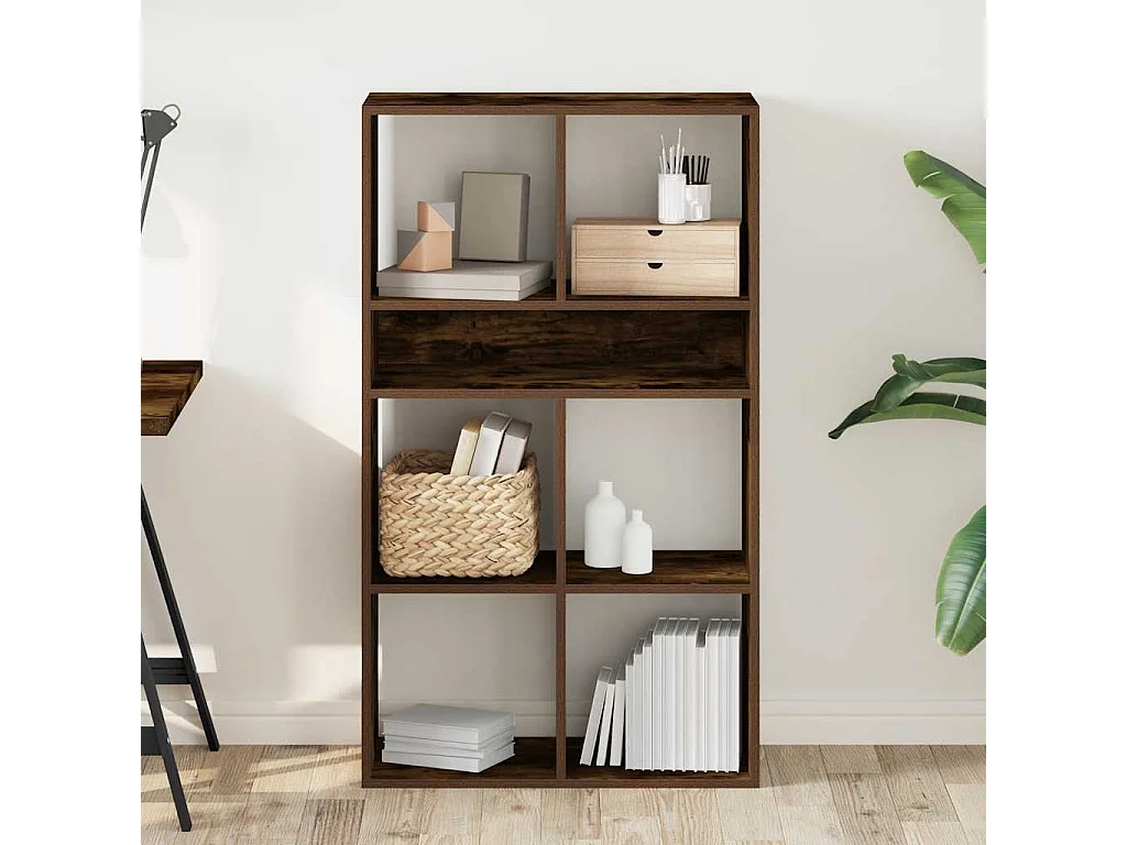 Bibliothèque chêne fumé 66x31x112 cm bois d'ingénierie