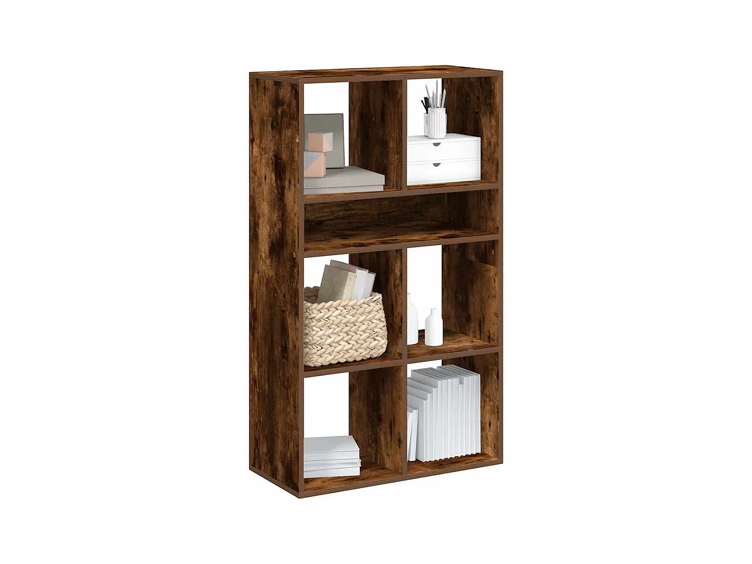 Estantería madera ingeniería color roble ahumado 66x31x112 cm